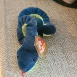 Ty Blue and Green Plush Snake Hissy